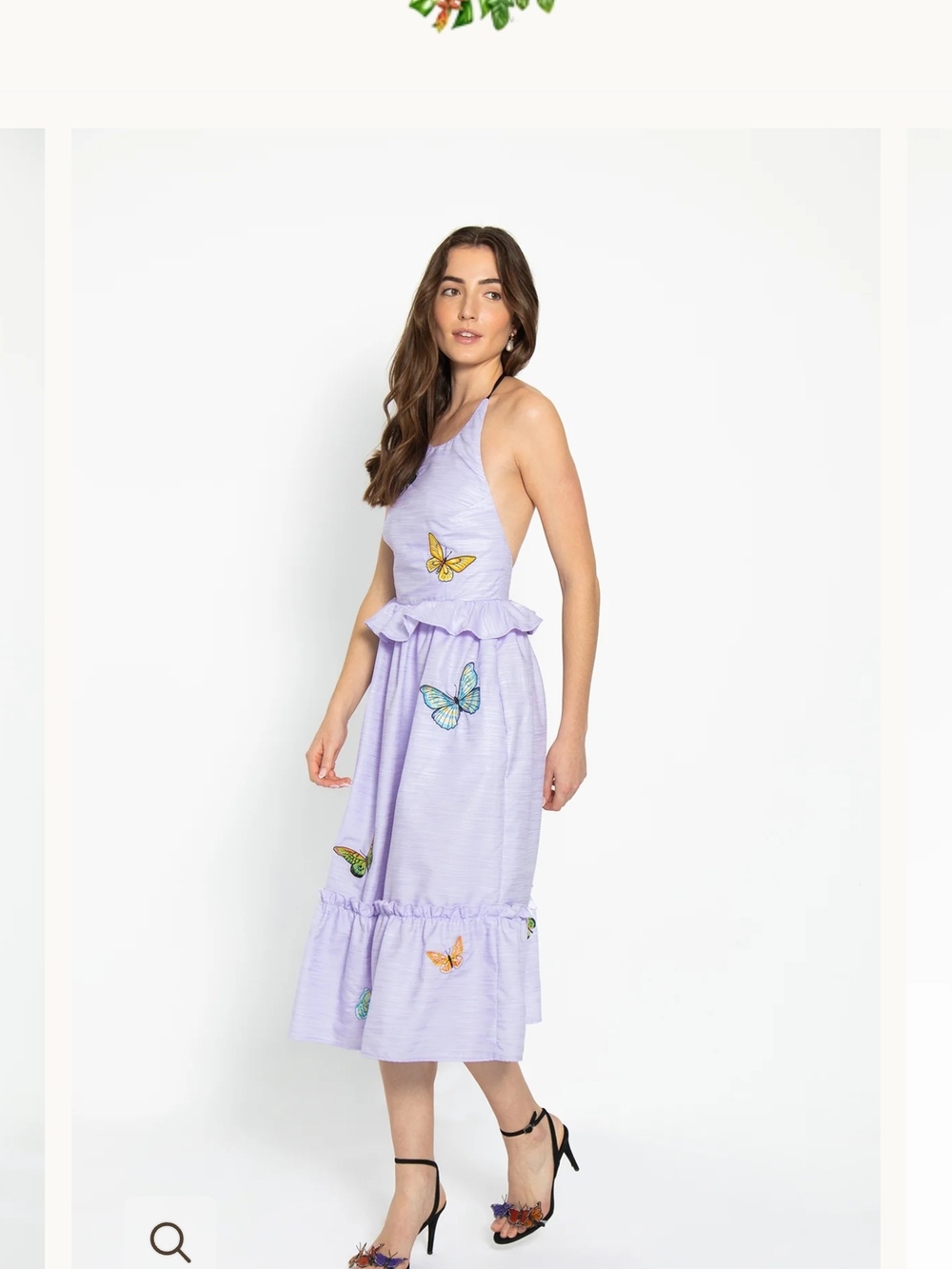 Fanm Mon Lavender Butterfly Halter Midi Dress.